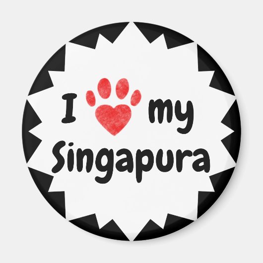 Ik hou van mijn Singapura Cat Magneet (Voorkant)