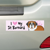 Ik hou van mijn Sint Bernard Bumpersticker (Op auto)