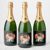Ik hou van mijn sint-bernard hond sparkling wijnetiket (Flessen)