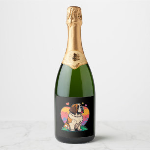 Ik hou van mijn sint-bernard hond sparkling wijnetiket