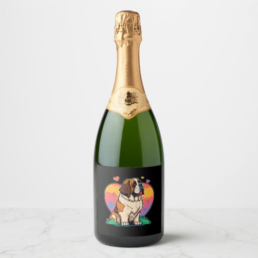 Ik hou van mijn sint-bernard hond sparkling wijnetiket (Voorkant)