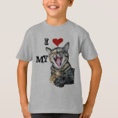 Ik hou van mijn Sjabloon Cat T-shirt (Voorkant)