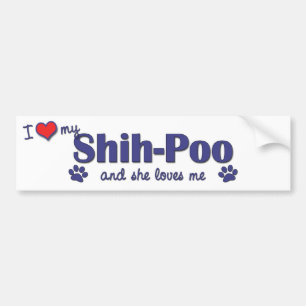 Ik hou van mijn sjiiet-poo (Vrouw hond) Bumpersticker
