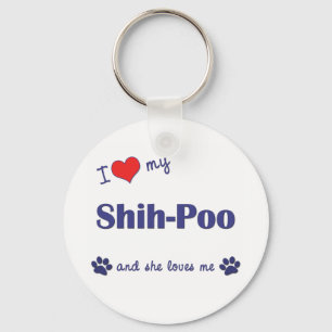 Ik hou van mijn sjiiet-poo (Vrouw hond) Sleutelhanger