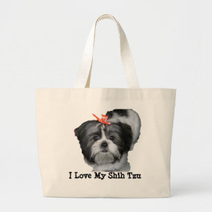 Ik hou van mijn sjiitische Tzu Grote Tote Bag