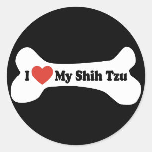 Ik hou van mijn sjiitische Tzu - hondenbont Ronde Sticker