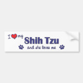 Ik hou van mijn sjiitische Tzu (Vrouw Dog) Bumpersticker (Voorkant)