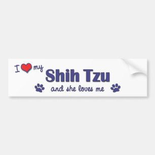 Ik hou van mijn sjiitische Tzu (Vrouw Dog) Bumpersticker