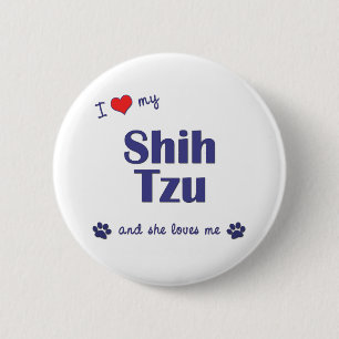 Ik hou van mijn sjiitische zu (Vrouw honden) Ronde Button 5,7 Cm