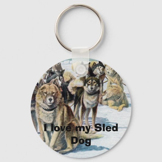 Ik hou van mijn Sled Dog Sleutelhanger (Voorkant)