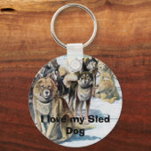 Ik hou van mijn Sled Dog Sleutelhanger (Voorkant)