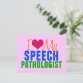 Ik hou van mijn SLP (roze) Briefkaart (Staand voorkant)