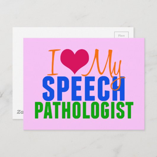 Ik hou van mijn SLP (roze) Briefkaart (Voorkant / Achterkant)