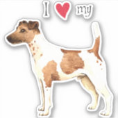 Ik hou van mijn Smooth Fox Terrier Vinyl Sticker (Voorkant)