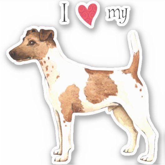 Ik hou van mijn Smooth Fox Terrier Vinyl Sticker (Voorkant)