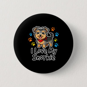Ik hou van mijn Snorkie Cute Schnauzer Yorkie Mix Ronde Button 5,7 Cm