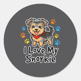 Ik hou van mijn Snorkie cute Schnauzer Yorkie Mix Ronde Sticker