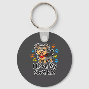 Ik hou van mijn Snorkie Cute Schnauzer Yorkie Mix Sleutelhanger