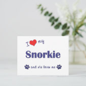 Ik hou van mijn Snorkie (Vrouw Dog) Briefkaart (Staand voorkant)