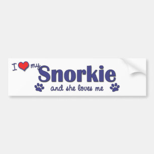 Ik hou van mijn Snorkie (Vrouw Dog) Bumpersticker