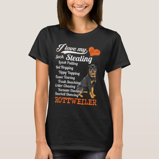 Ik hou van mijn Sock Stealing - Leash Pulling Rott T-shirt (Voorkant)
