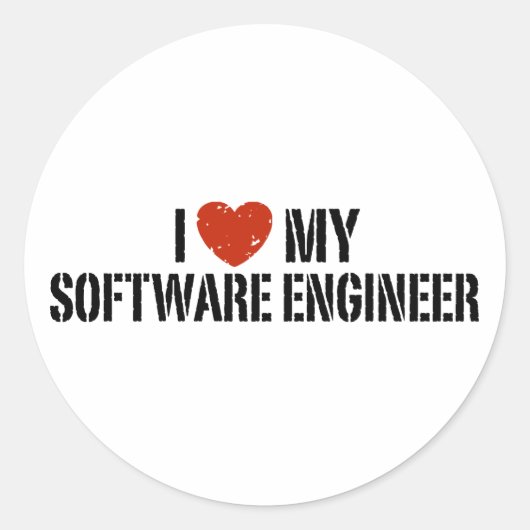 Ik hou van mijn software engineer ronde sticker (Voorkant)