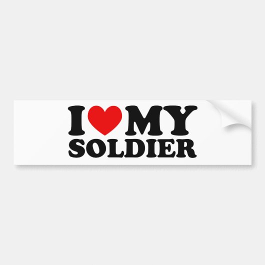 Ik "Hou Van" Mijn Soldaat Bumpersticker (Voorkant)