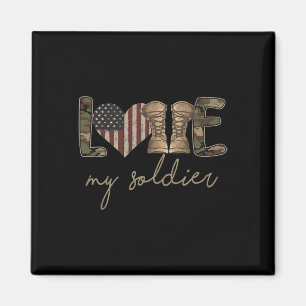 Ik hou van mijn soldaat militair leger vrouw Usa C Magneet