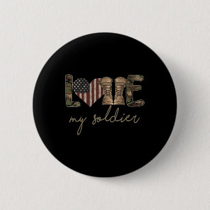 Ik hou van mijn soldaat militair leger vrouw Usa C Ronde Button 5,7 Cm