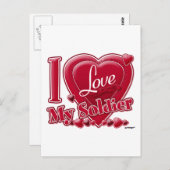 Ik hou van mijn soldaat rood - hart briefkaart (Voorkant / Achterkant)