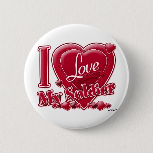 Ik hou van mijn soldaat rood - hart ronde button 5,7 cm (Voorkant)