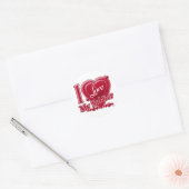 Ik hou van mijn soldaat rood - hart ronde sticker (Envelop)