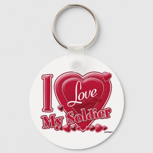 Ik hou van mijn soldaat rood - hart sleutelhanger (Voorkant)