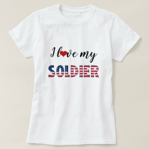 Ik hou van mijn Soldier American Flag Typography C T-shirt