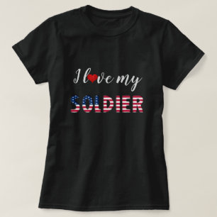 Ik hou van mijn Soldier American Flag Typography C T-shirt