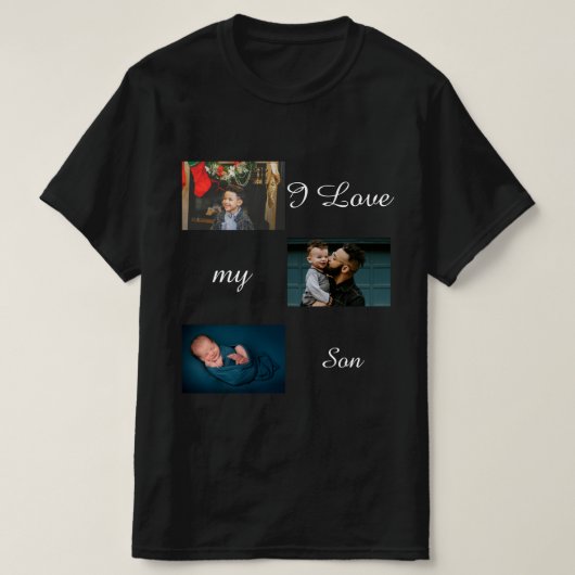 Ik hou van mijn Son Custom 3 Foto Collage T-Shirt (Design voorkant)