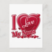 Ik hou van Mijn Sons rood - hart Briefkaart (Voorkant)