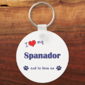 Ik hou van mijn Spanador (Mannelijke hond) Sleutelhanger (Voorkant)