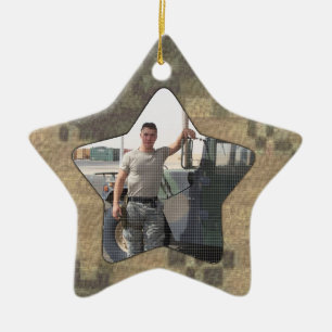 Ik hou van mijn speciale fotocamo van mijn soldaat keramisch ornament