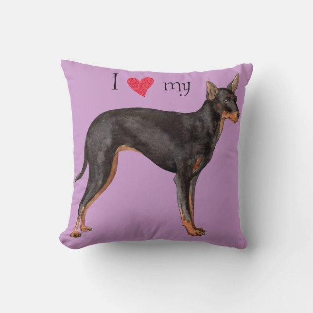 Ik hou van mijn Speelgoed Manchester Terrier Kussen (Voorkant)
