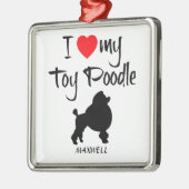Ik hou van mijn Speelgoed poedelhond Metalen Ornament (Links)