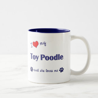 Ik hou van mijn Speelgoed poel (Vrouw hond) Tweekleurige Koffiemok