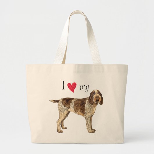Ik hou van mijn Spinone Italiano Grote Tote Bag (Voorkant)