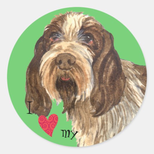 Ik hou van mijn Spinone Italiano Ronde Sticker (Voorkant)