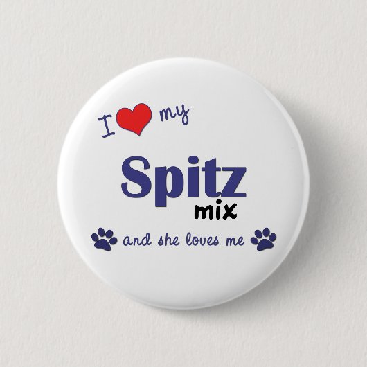 Ik hou van mijn spitz Mix (Vrouw Dog) Ronde Button 5,7 Cm (Voorkant)