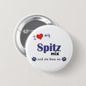 Ik hou van mijn spitz Mix (Vrouw Dog) Ronde Button 5,7 Cm (Voorkant /achterkant)
