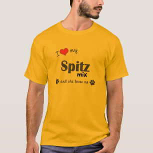 Ik hou van mijn spitz Mix (Vrouw Dog) T-shirt