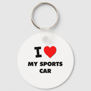 Ik hou van mijn sportauto sleutelhanger