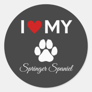 Ik hou van mijn Springer Spaniel hond aangepaste t Ronde Sticker