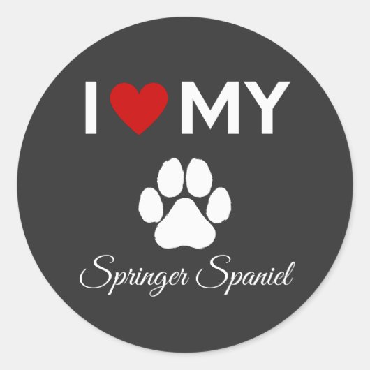 Ik hou van mijn Springer Spaniel hond aangepaste t Ronde Sticker (Voorkant)